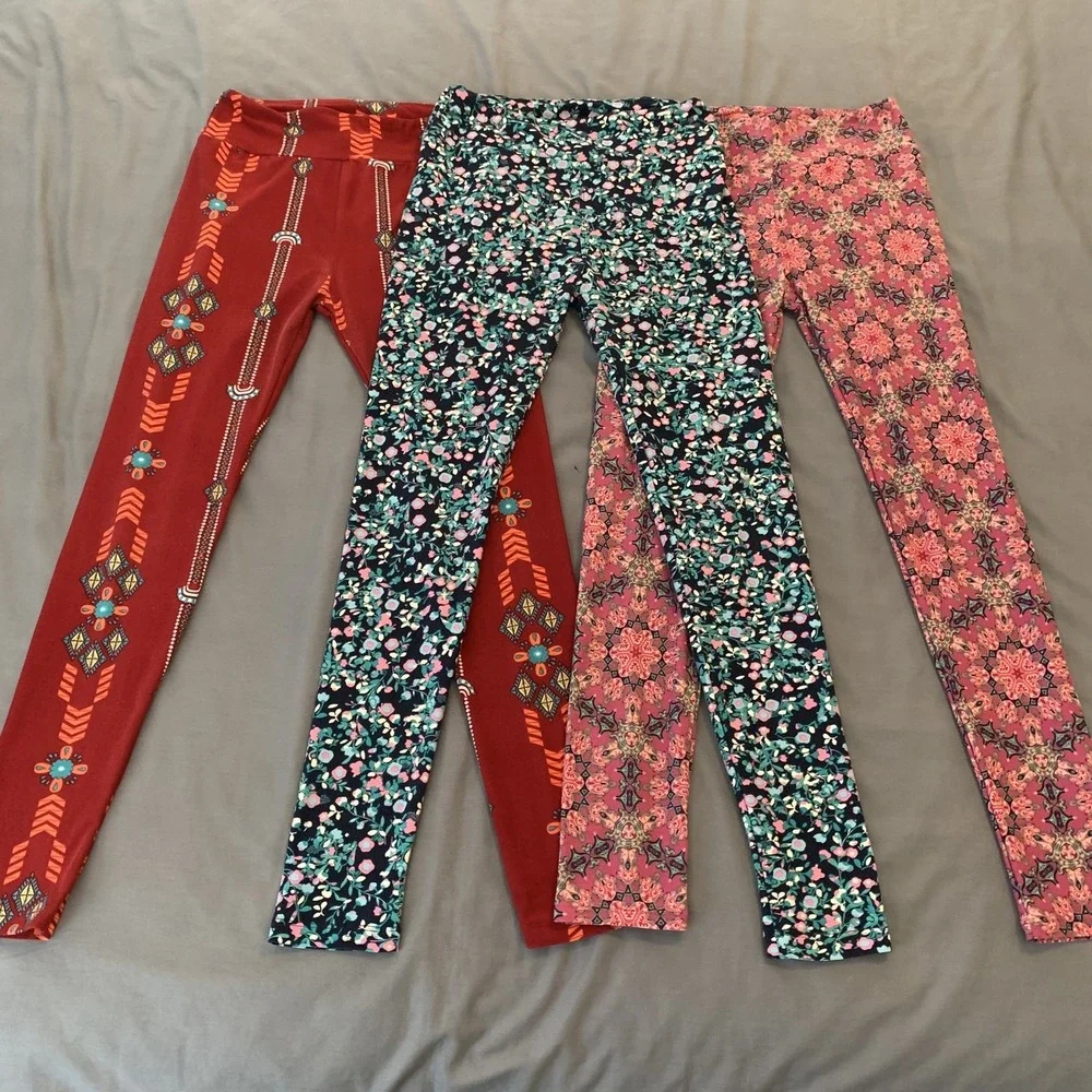 LuLaRoe Leggings Womens One Size Multicolor Floral Geometric Southwest Soft‎ Lot
